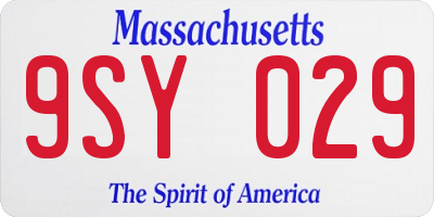 MA license plate 9SY029