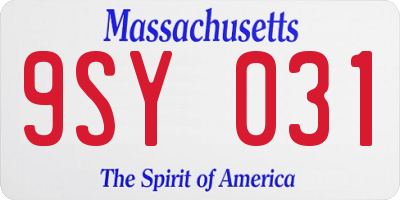 MA license plate 9SY031