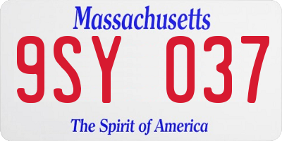 MA license plate 9SY037