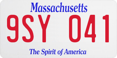 MA license plate 9SY041