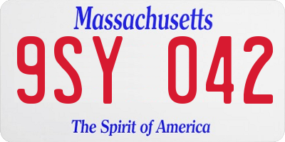 MA license plate 9SY042