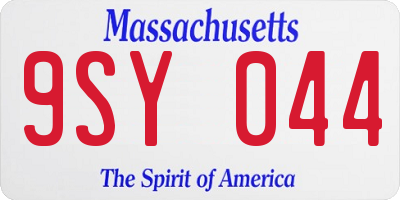 MA license plate 9SY044