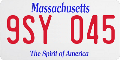 MA license plate 9SY045