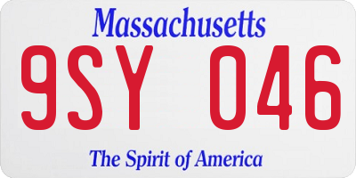 MA license plate 9SY046