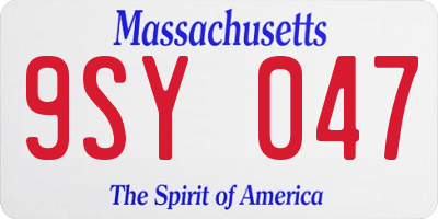 MA license plate 9SY047