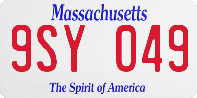 MA license plate 9SY049