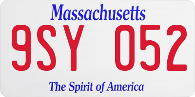 MA license plate 9SY052