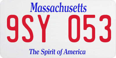 MA license plate 9SY053
