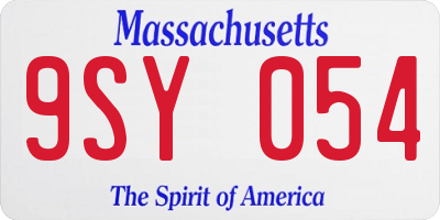 MA license plate 9SY054