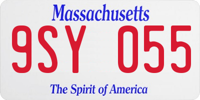 MA license plate 9SY055