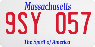 MA license plate 9SY057