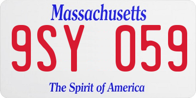 MA license plate 9SY059