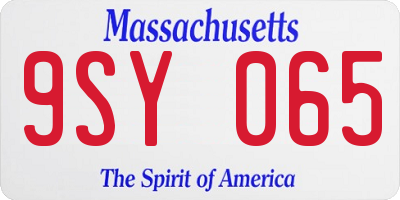 MA license plate 9SY065