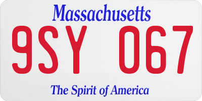MA license plate 9SY067