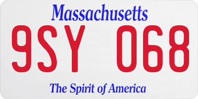 MA license plate 9SY068