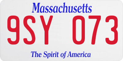 MA license plate 9SY073