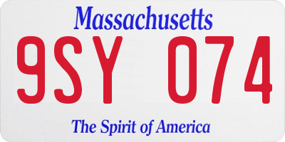MA license plate 9SY074