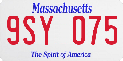 MA license plate 9SY075