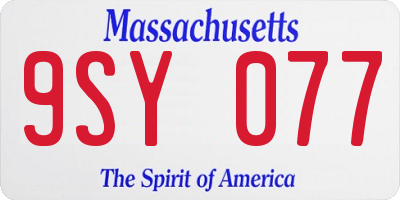 MA license plate 9SY077