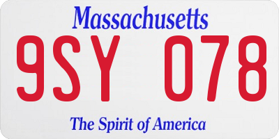 MA license plate 9SY078