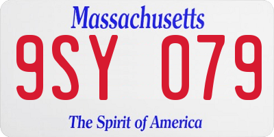 MA license plate 9SY079