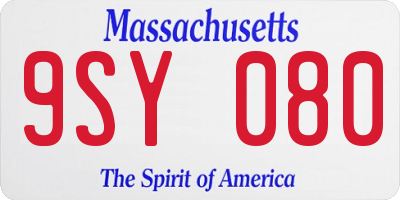 MA license plate 9SY080