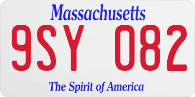 MA license plate 9SY082