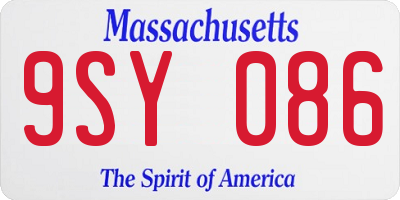 MA license plate 9SY086