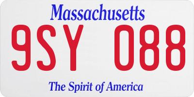 MA license plate 9SY088
