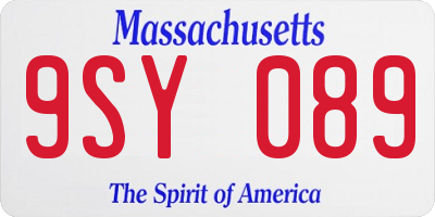 MA license plate 9SY089