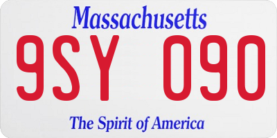 MA license plate 9SY090