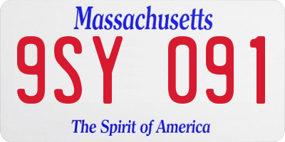 MA license plate 9SY091