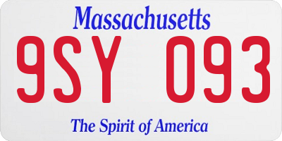MA license plate 9SY093