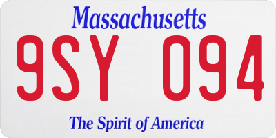 MA license plate 9SY094