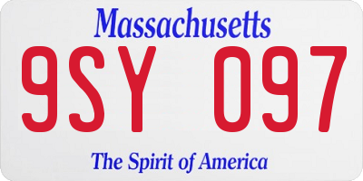 MA license plate 9SY097