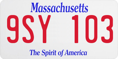 MA license plate 9SY103