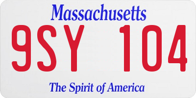 MA license plate 9SY104