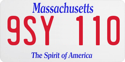 MA license plate 9SY110
