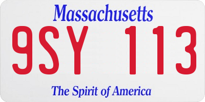 MA license plate 9SY113