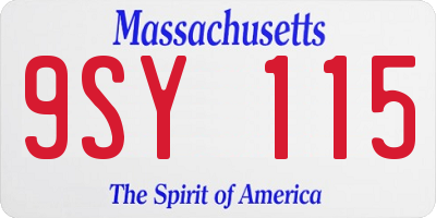 MA license plate 9SY115