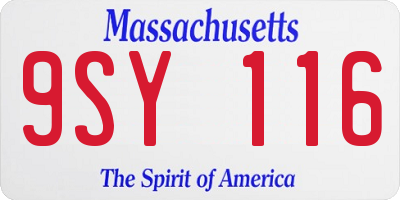 MA license plate 9SY116