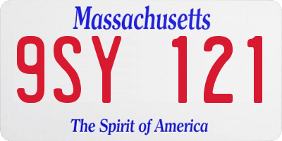 MA license plate 9SY121