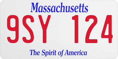 MA license plate 9SY124