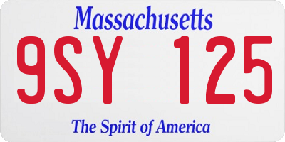 MA license plate 9SY125