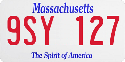 MA license plate 9SY127