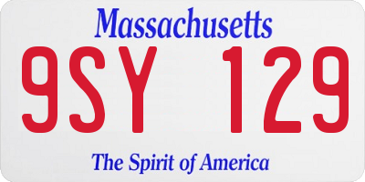 MA license plate 9SY129