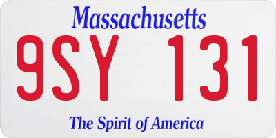 MA license plate 9SY131