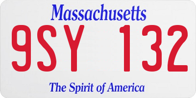 MA license plate 9SY132