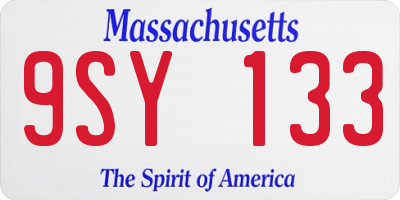 MA license plate 9SY133