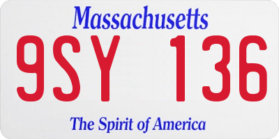 MA license plate 9SY136